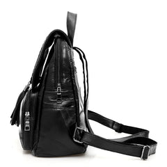 Leather Sheepskin Backpack Tassels Travel Bag Weave School Bag B195