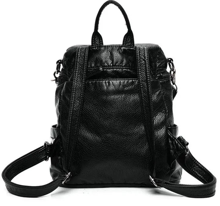 High Star Backpack Wash Water PU Leather Travel Bag Women Leisure Rivets Girl
