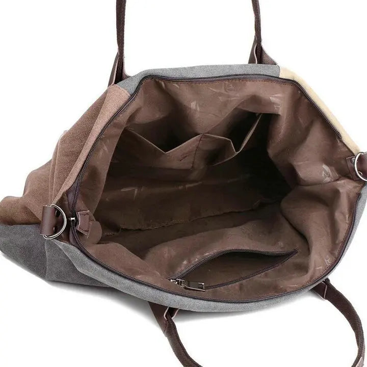 Vintage Patchwork Graffiti Canvas Shoulder Bag Women's Retro Crossbody Tote Hand