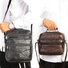 Cowhide Leather Messenger Bag Men Small Casual Shoulder Crossbody