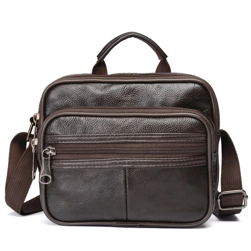 Cowhide Leather Messenger Bag Men Small Casual Shoulder Crossbody