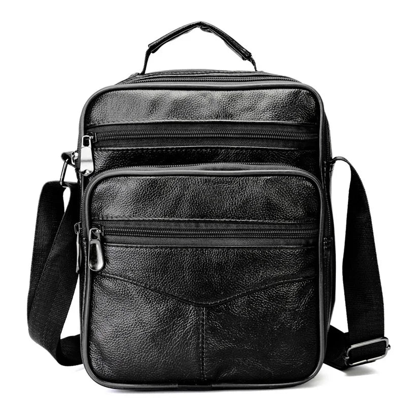 Cowhide Leather Messenger Bag Men Small Casual Shoulder Crossbody