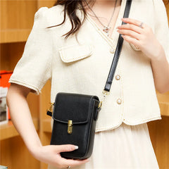 Real Cowhide Leather Women's Mini Messenger Bag Lady Handbag Purse