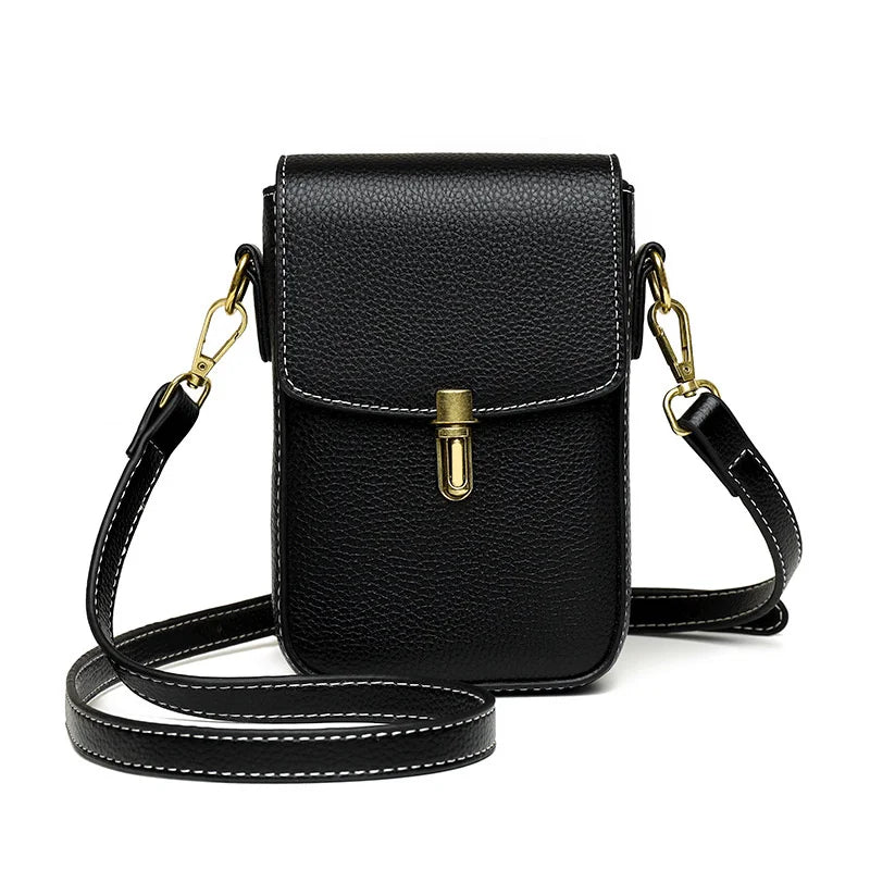 Real Cowhide Leather Women's Mini Messenger Bag Lady Handbag Purse