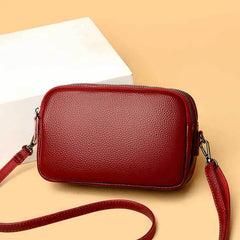 Real Cowhide Leather Mini Messenger Bag Women Shoulder Bag