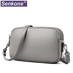 Real Cowhide Leather Mini Messenger Bag Women Shoulder Bag