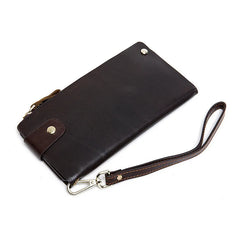 Genuine Leather Clutch Wallet Business Large Capacity Zipper Pocket