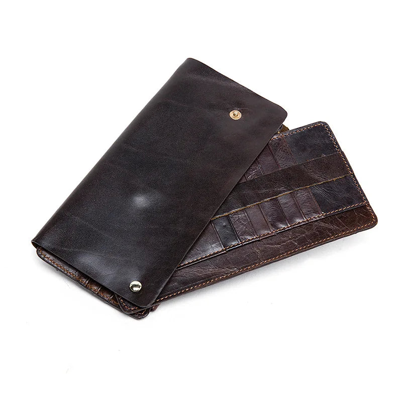 Genuine Leather Clutch Wallet Business Large Capacity Zipper Pocket