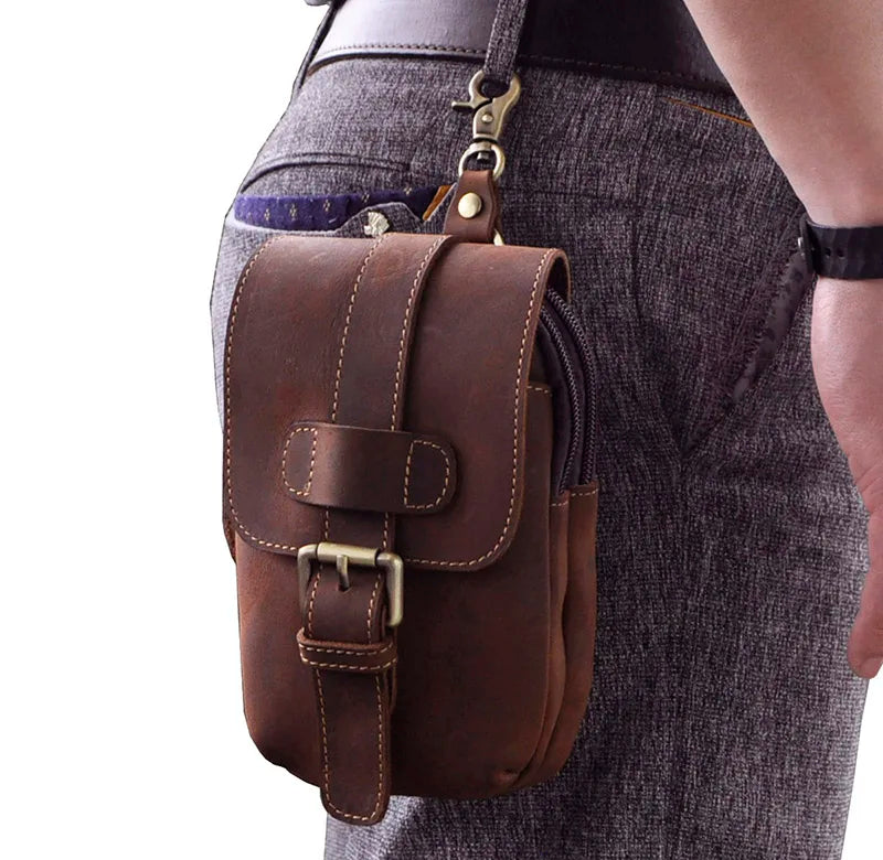 Leather Waist Bag Pouch Hook Belt Pack Phone Pouch 014