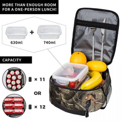 Real Tree Camouflage Insulated Lunch Bag Camo Portable Cooler Thermal Lunch Box