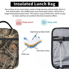 Real Tree Camouflage Insulated Lunch Bag Camo Portable Cooler Thermal Lunch Box
