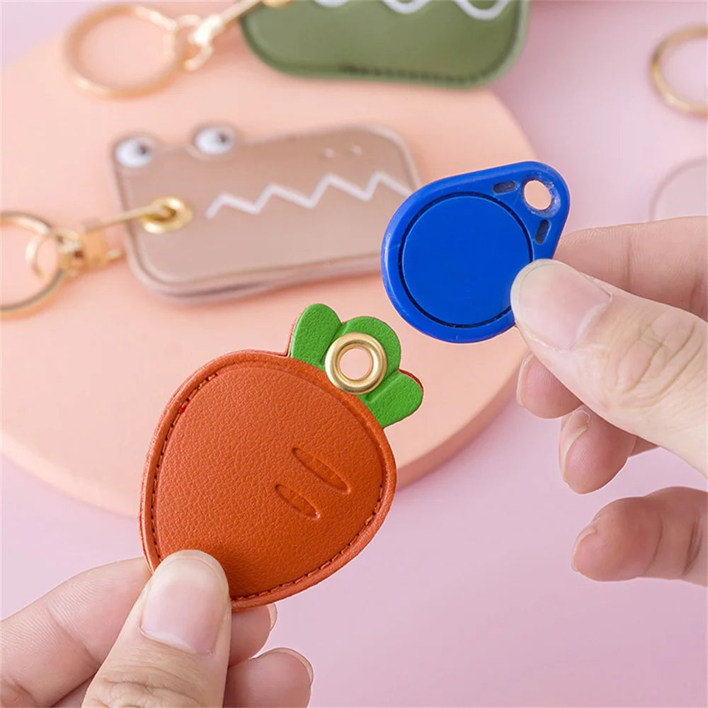 Water Drop Leather Key Ring Access Control Card Holder