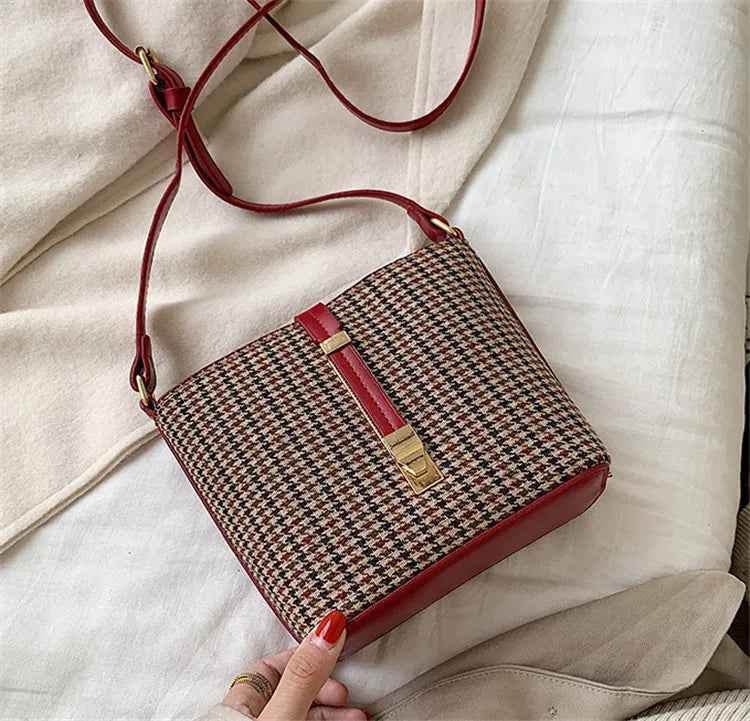 Red Crossbody Bag Cheap Hot Leather Bags Women Handbags Stripe Lady Bucket Bag