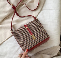 Red Crossbody Bag Cheap Hot Leather Bags Women Handbags Stripe Lady Bucket Bag