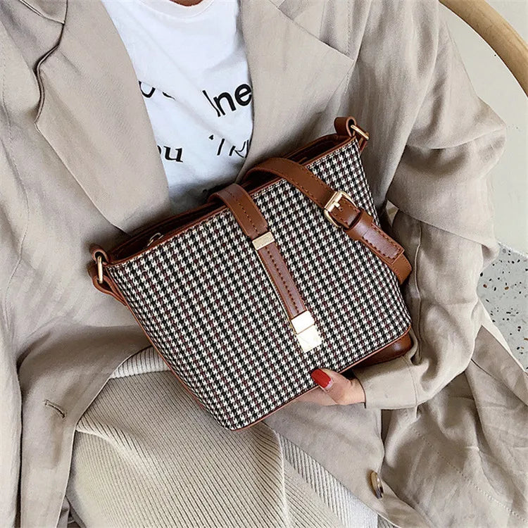 Red Crossbody Bag Cheap Hot Leather Bags Women Handbags Stripe Lady Bucket Bag