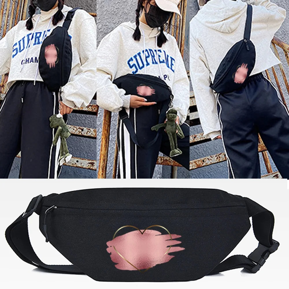 Red Diamond Print Waist Bag Chest Bag Shoulder Messenger Bag