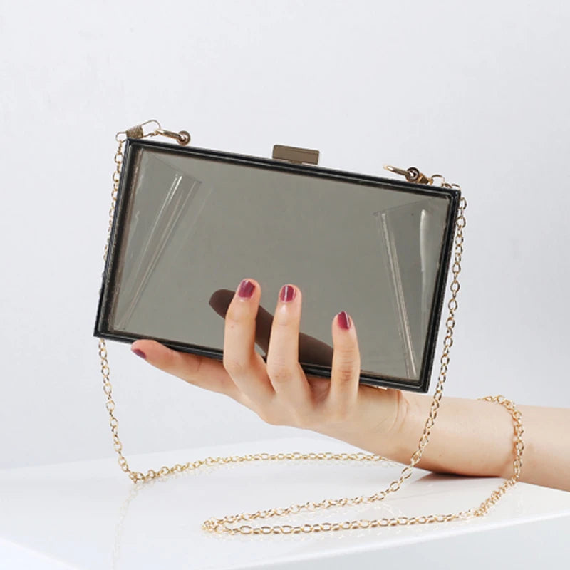 Clear Jelly Clutch Bag Transparent Crossbody Purse High Acrylic Candy Red