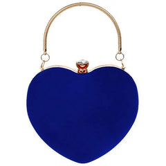 Red Heart Women Clutch Small Diamonds Golden Velvet Evening Bags