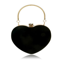 Red Heart Women Clutch Small Diamonds Golden Velvet Evening Bags