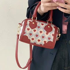 Red Heart Women's Hand Pillow Bag Retro Female Clutch Purse