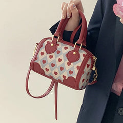 Red Heart Women's Hand Pillow Bag Retro Female Clutch Purse