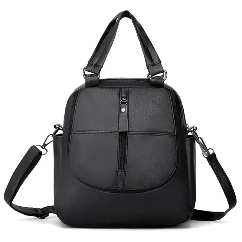 Red PU Leather Women Backpacks Shoulder Crossbody Bags for Girl Bookbags