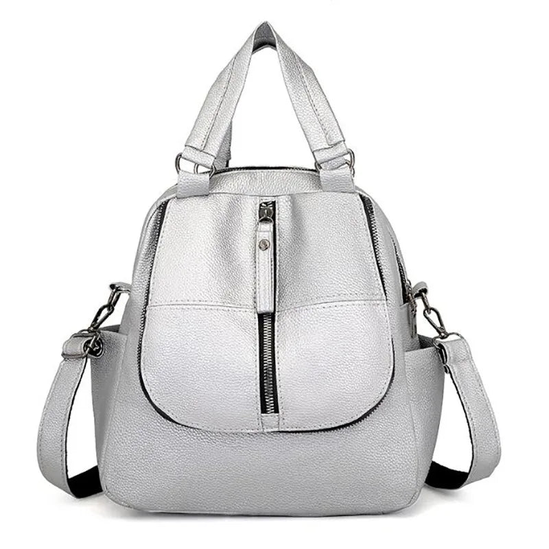 Red PU Leather Women Backpacks Shoulder Crossbody Bags for Girl Bookbags
