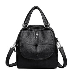 Red PU Leather Women Backpacks Shoulder Crossbody Bags for Girl Bookbags
