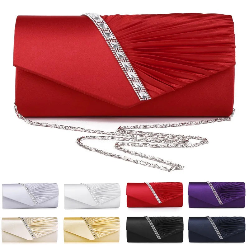 Red Silver Purple Evening Rhinestone Bag Lady Wedding Handbag