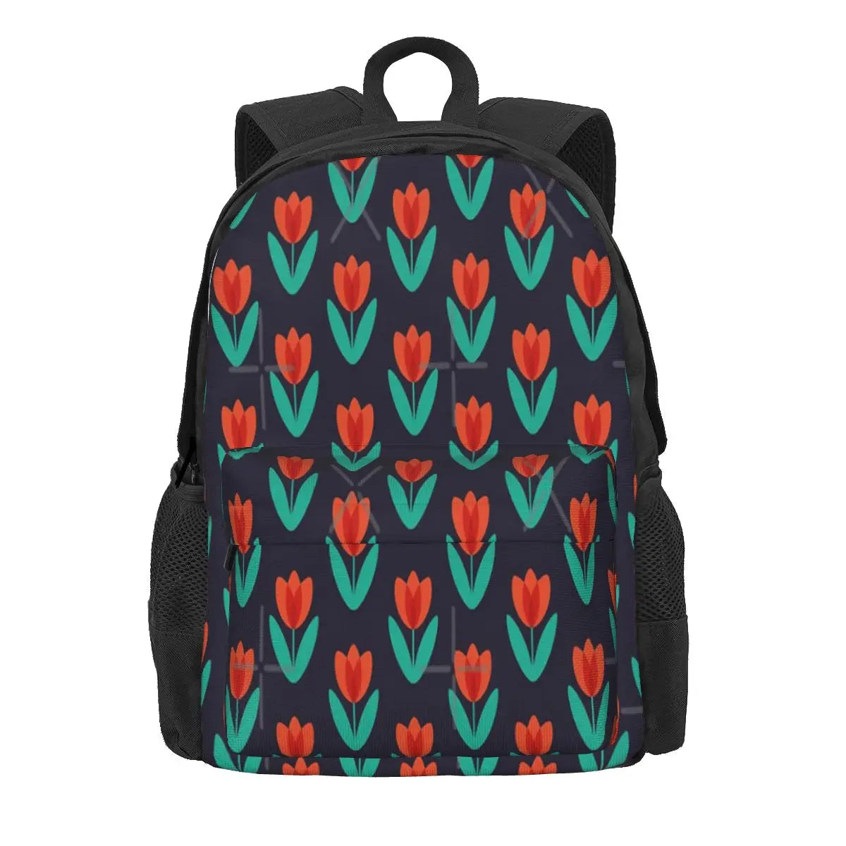 Red Tulip In Midnight Backpack - Men's & Women's School Bag