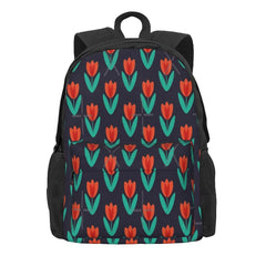 Red Tulip In Midnight Backpack - Men's & Women's School Bag