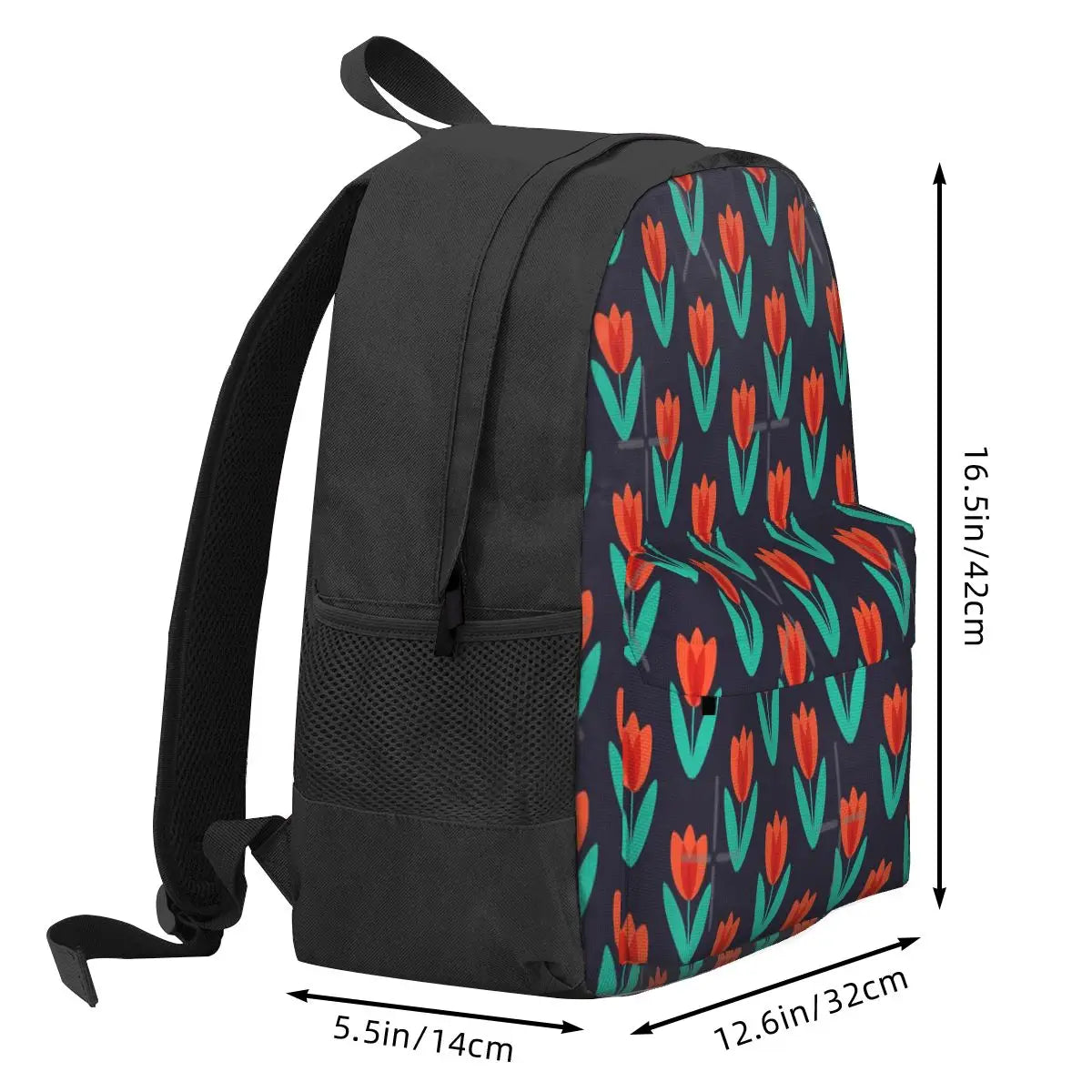Red Tulip In Midnight Backpack - Men's & Women's School Bag