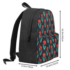 Red Tulip In Midnight Backpack - Men's & Women's School Bag