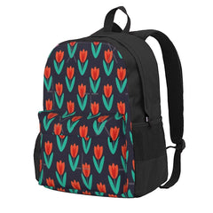 Red Tulip In Midnight Backpack - Men's & Women's School Bag