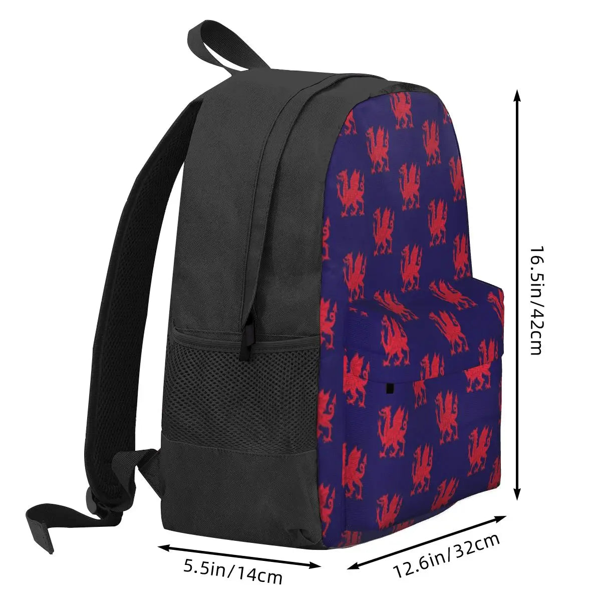 Red Welsh Dragon Flag Backpack Men's Women's Retro School Bag