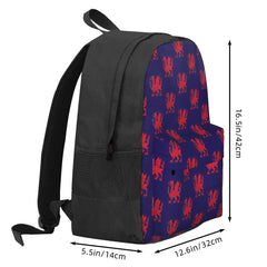 Red Welsh Dragon Flag Backpack Men's Women's Retro School Bag