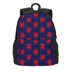 Red Welsh Dragon Flag Backpack Men's Women's Retro School Bag
