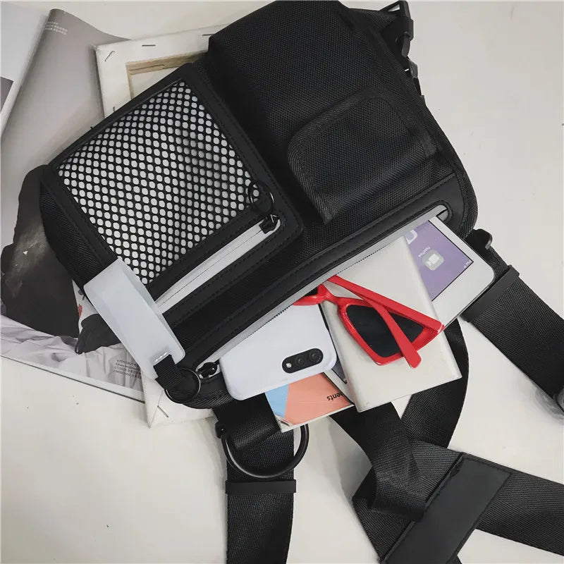 Reflective Chest Bag Nylon Geometric Street Wear Crossbody Bag