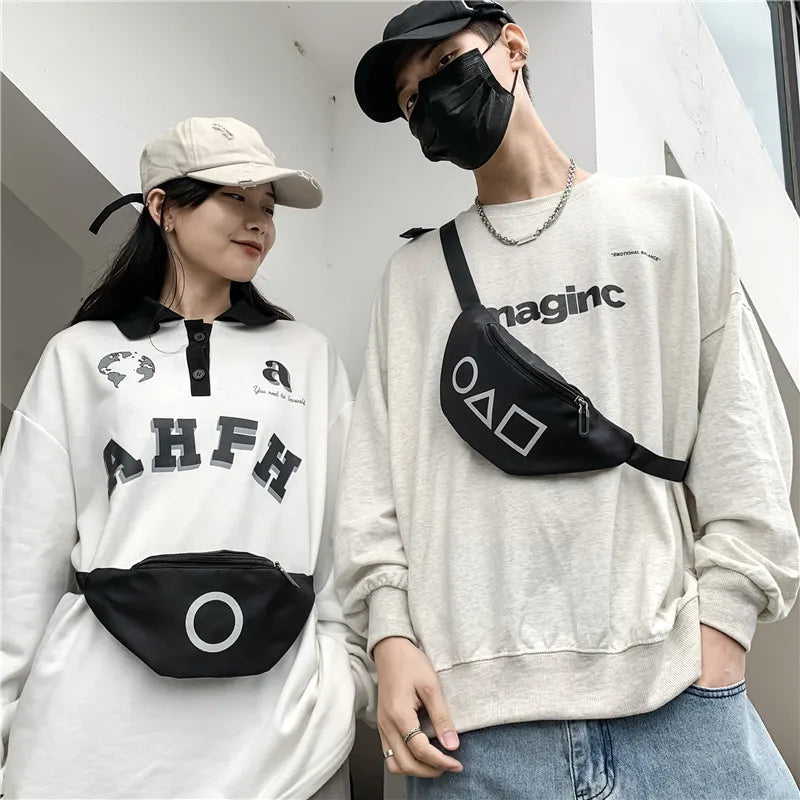 Reflective Geometric Pattern Chest Waist Bag Fanny Pack Mini Crossbody Phone Bag
