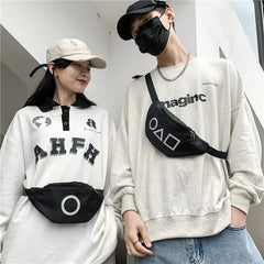 Reflective Geometric Pattern Chest Waist Bag Fanny Pack Mini Crossbody Phone Bag