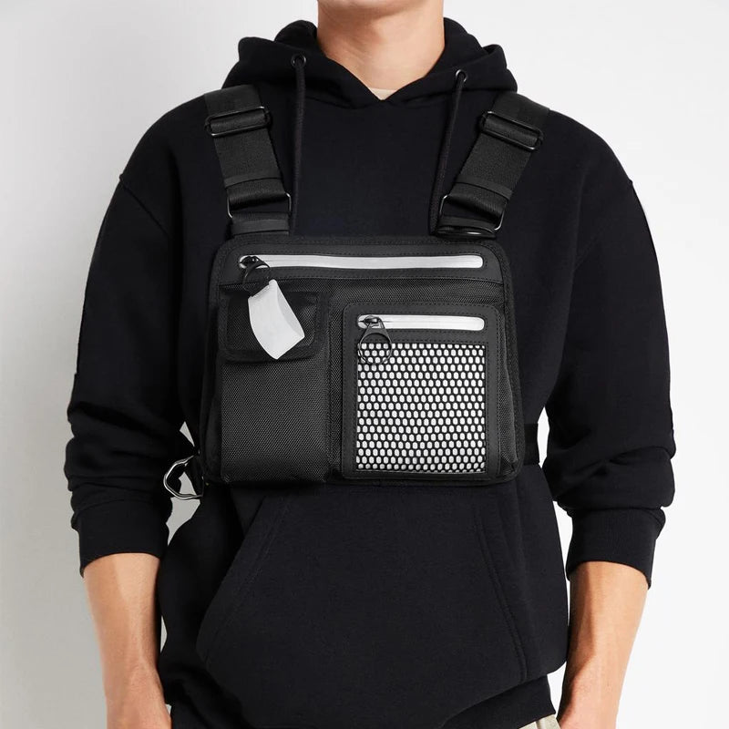 Reflective Men Chest Rig Bag Tactical Hip-hop Chest Bag Men Functional Vest Pack