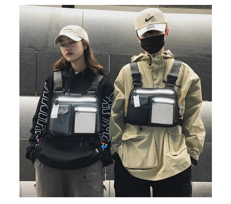 Reflective Men Chest Rig Bag Tactical Hip-hop Chest Bag Men Functional Vest Pack