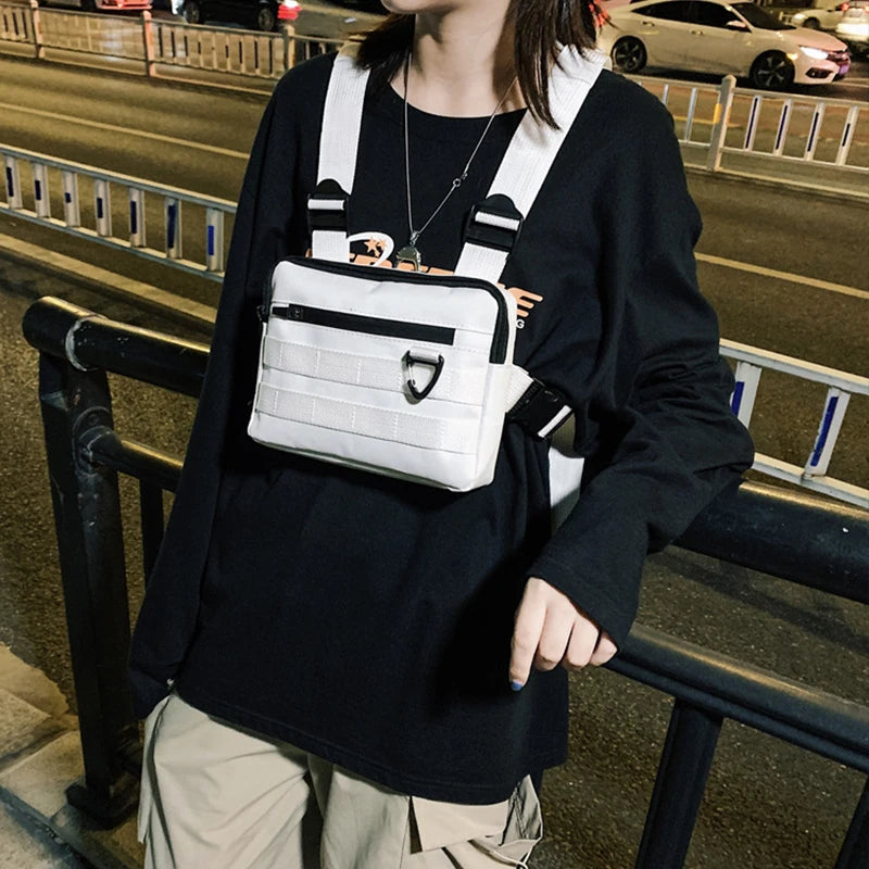 Reflective Streetwear Tactical Vest Chest Bag Hip Hop Crossbody Techwear Pack