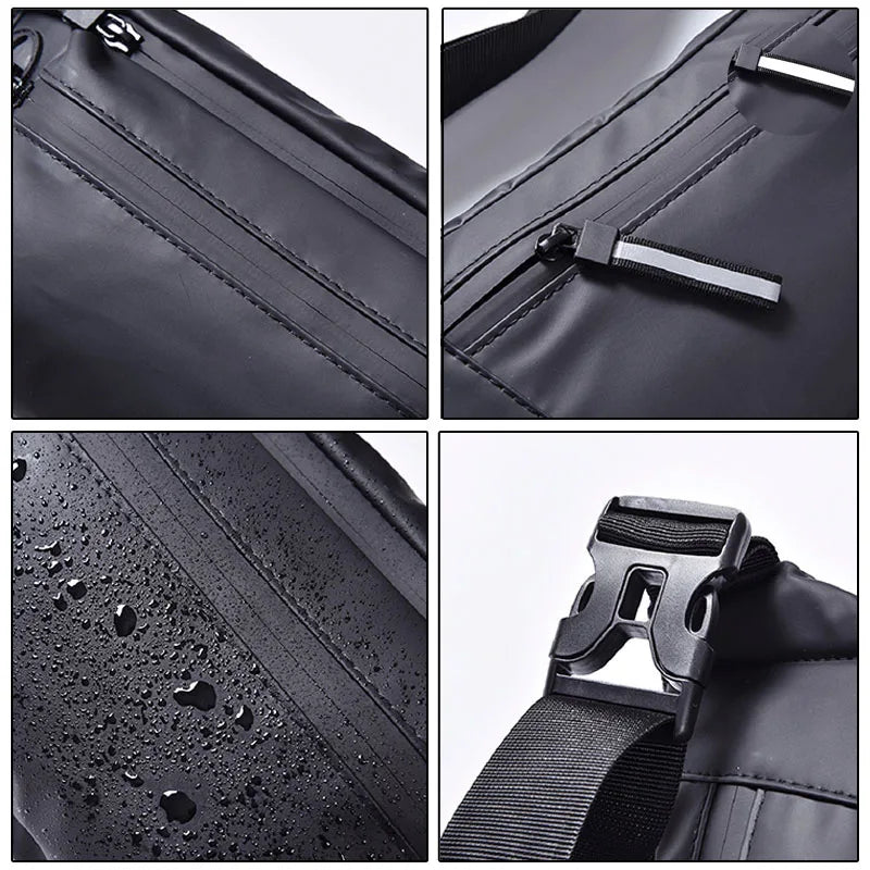 Reflective Zipper Chest Bags for Women PU Leather Multifunction Three Pockets