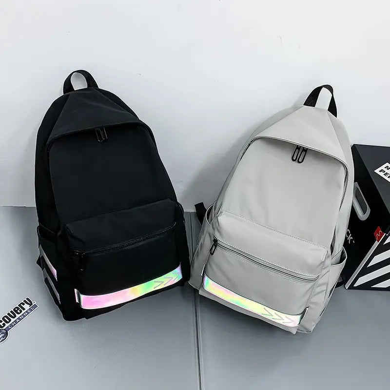 Reflective Stripes Backpack Unisex Waterproof Oxford Backpack