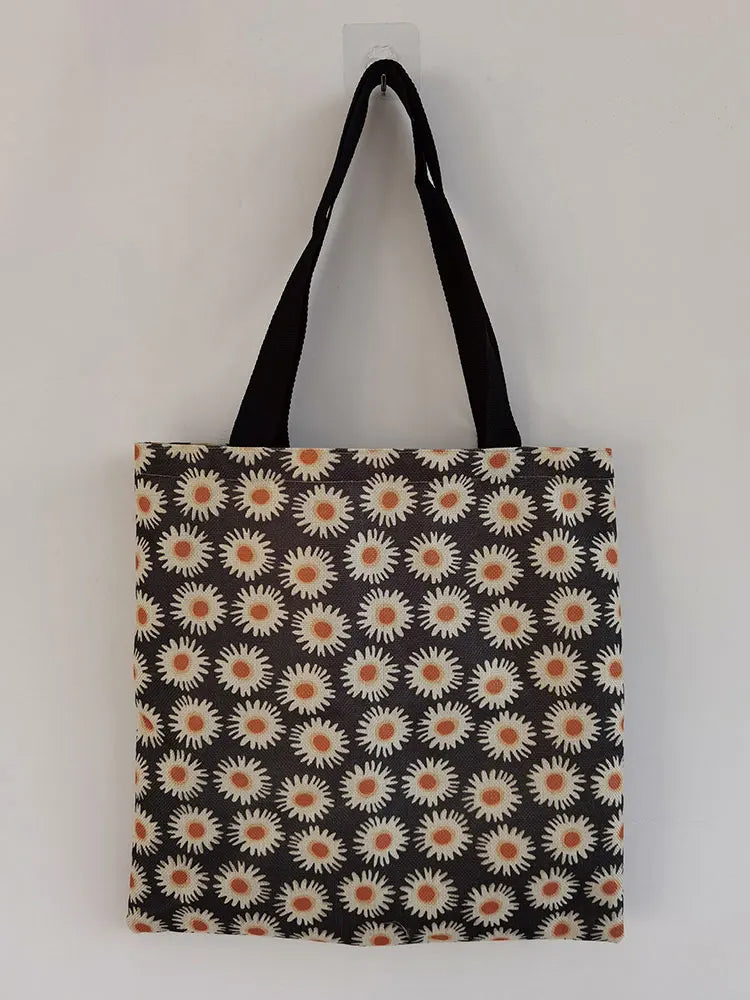 Floral Art Open Belt Tote Bag Lady Daisy Plant Eco Friendly Handbag