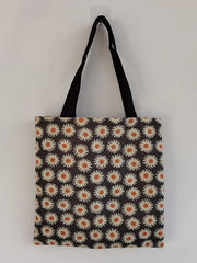 Floral Art Open Belt Tote Bag Lady Daisy Plant Eco Friendly Handbag