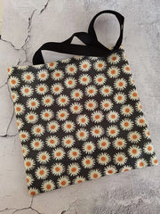 Floral Art Open Belt Tote Bag Lady Daisy Plant Eco Friendly Handbag