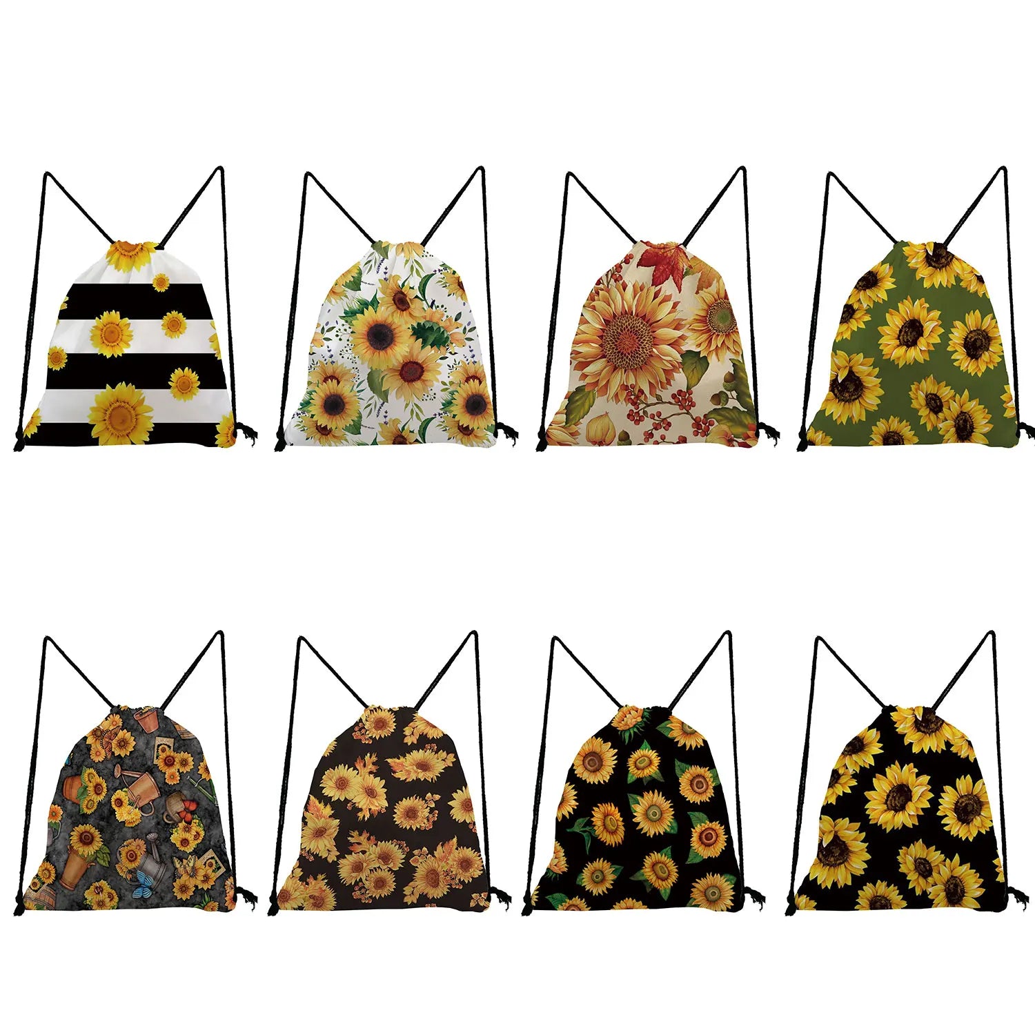 Yellow Sunflower Floral Backpack for Students