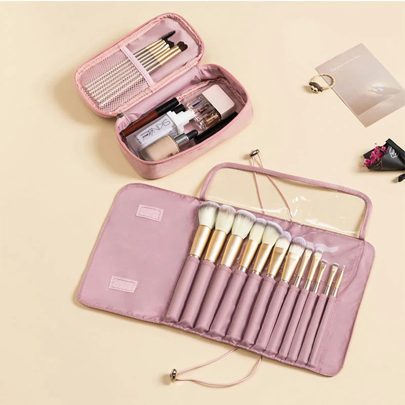 Waterproof Makeup Brush Organizer Travel Fold Cosmetic Bag